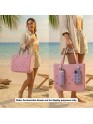 Madosh EVA Beach Tote Bag for Women - Waterproof Rubber Open Top Pool Bag - Washable Sandproof Large Travel Basket - Durable Gym, Shower & Boat Utility Handbag (13.5" x 12")(BPink)